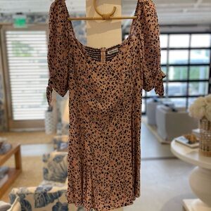 The Reformation smocked leopard print dress
